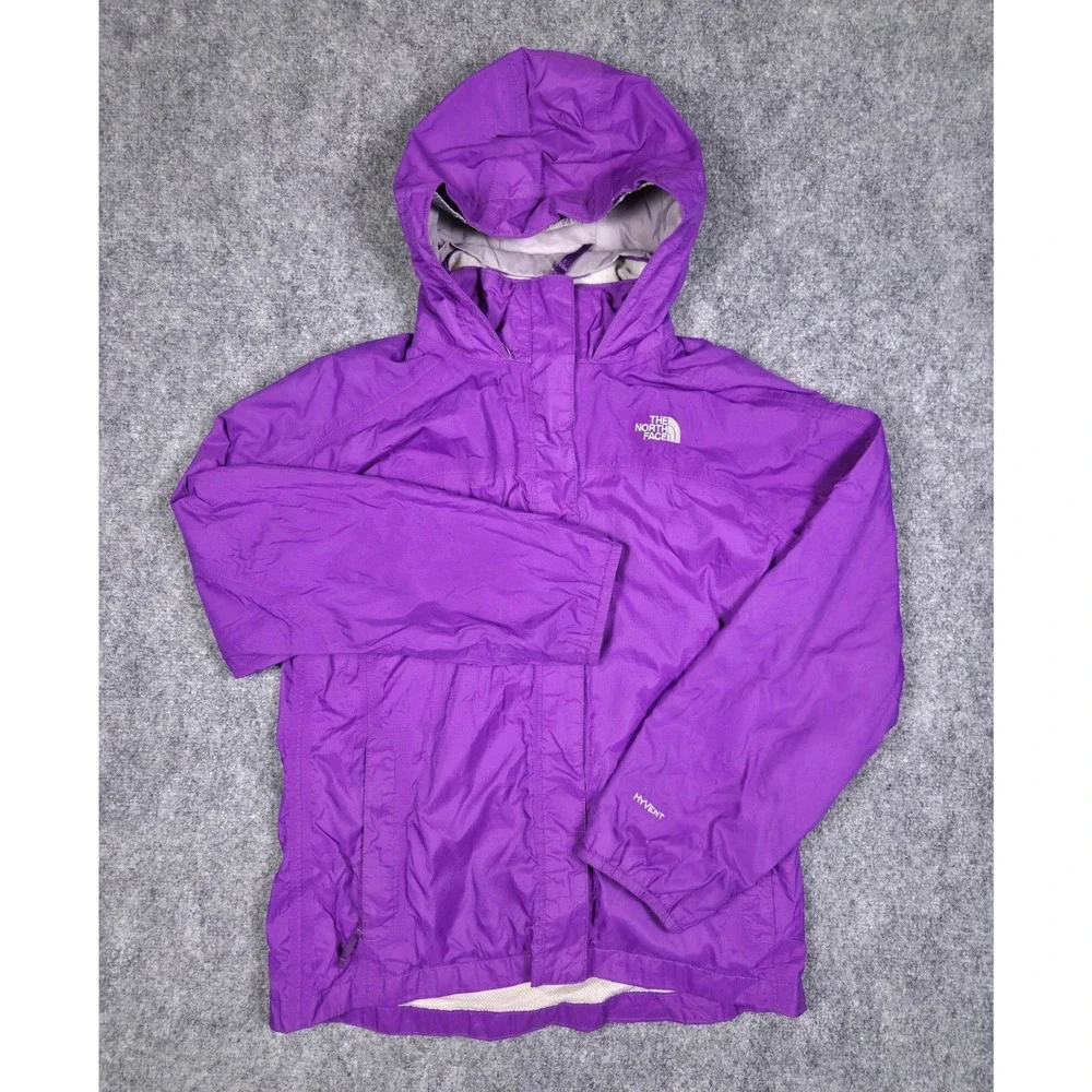 The North Face Rain Jacket Girls XL Purple HyVent Hooded Shell